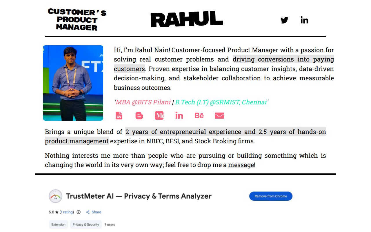 Rahul Nain | Customer's Product Manager